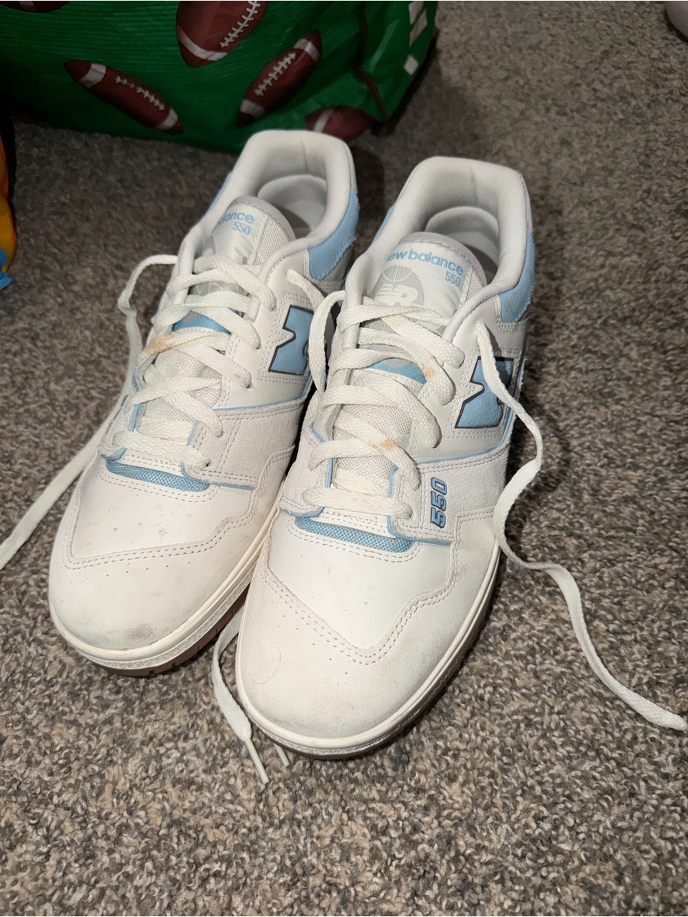 New Balance Kids 550 Sneakers in White and Light Blue